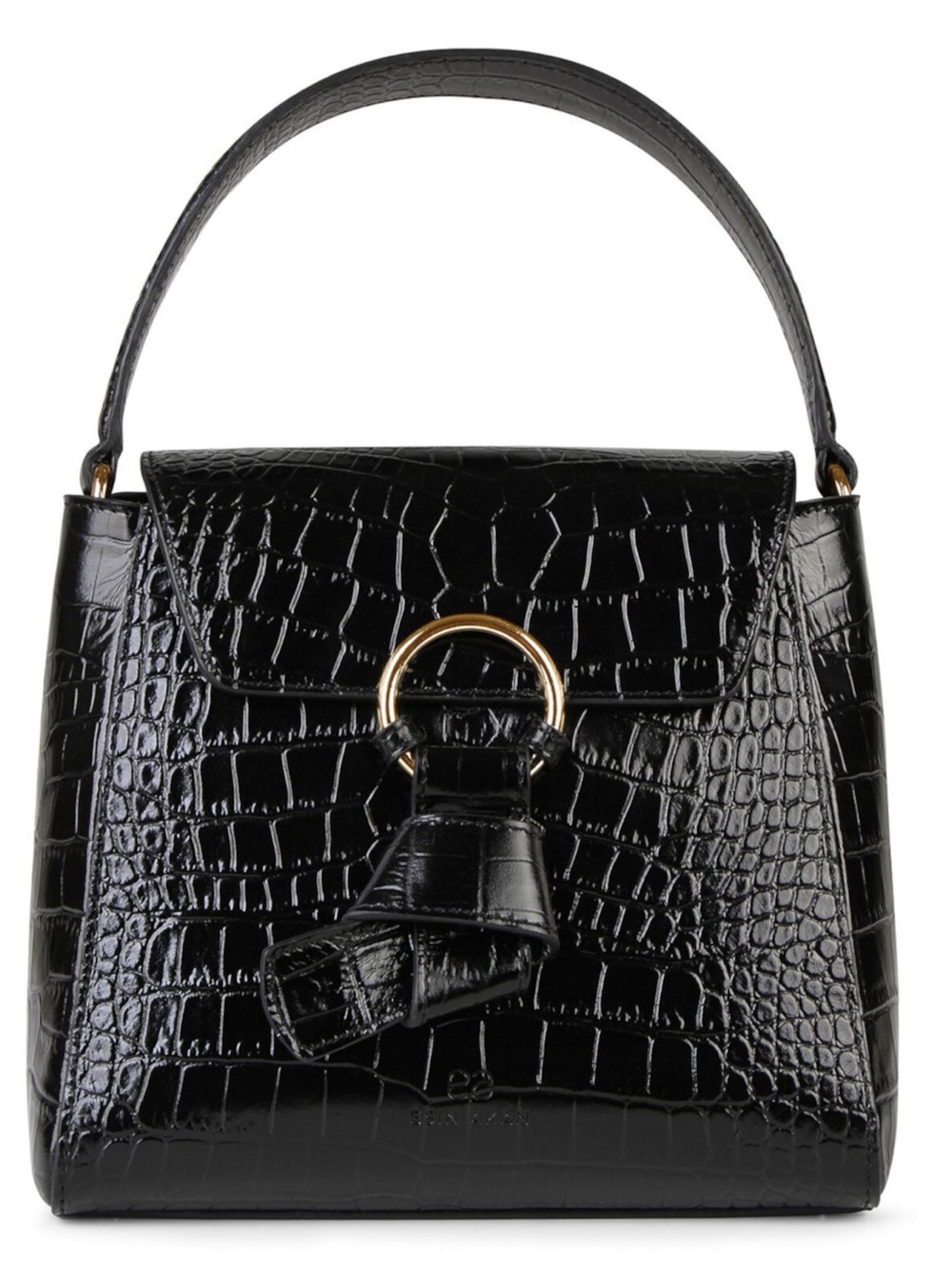 NWT Rare Esin Akan London Women's Pimlico Top Handle Bag Black Croc